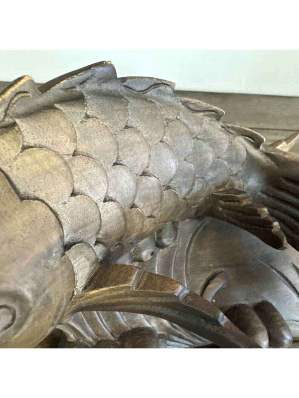 Smoking Carp Leaping Over The Dragon Gate Boxwood Hand Carved Vtg Decor Candle - Picture 16 of 16